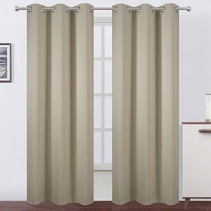 LEMOMO Blackout Curtains 42 x 95 inch/Beige Curtains Set of 2 Panels/Thermal by Lemomo