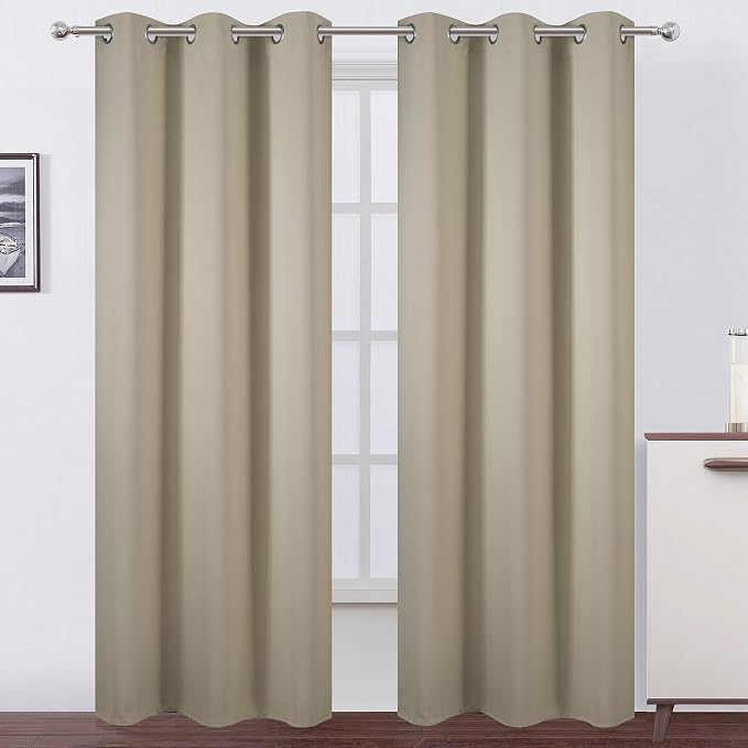 LEMOMO Beige Blackout Curtains 34 x 84 Inch Length/Set of 2 Curtain by Lemomo