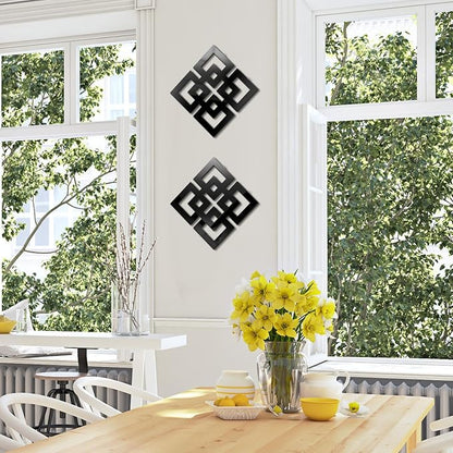 Weysat Wall Mount Home Mirror, 2 Pieces Silver Square Decorative Mirror - Image 5