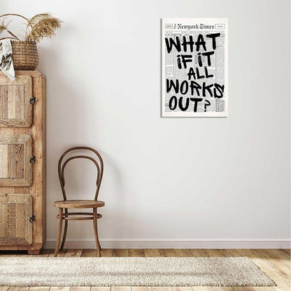 Drimiler Retro Black And White Newspaper Poster What If It All Works Out Canvas - Image 5