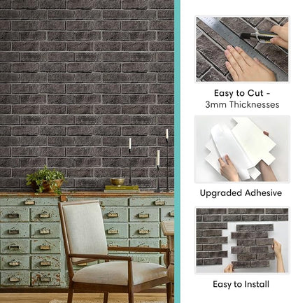 Commomy 3D Faux Brick Wallpaper Wall Tiles - Image 5