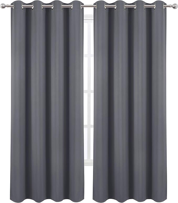 LEMOMO Grey Thermal Blackout Curtains/52 x 108 Inch/Set of 2 Panels Room - Image 2