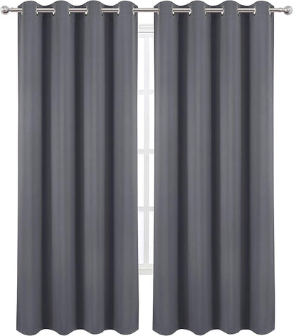 LEMOMO Blackout Curtains 52 x 84 Inch Long Grey Curtains Set of 2 Panels - Image 2