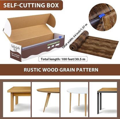 Kochorie 100 Ft x 54 Inch Wood Grain Tablecloth Roll in Slide Cutter Box - Image 2