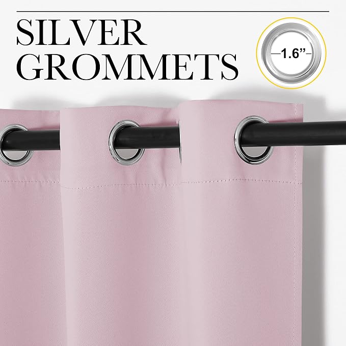 NICETOWN Baby Pink Blackout Curtains 40 inches Length - Image 2