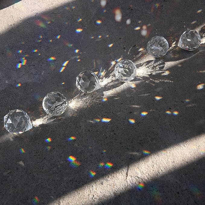20pcs 0.8"/20mm Crystal Suncatcher Prism for Windows Hanging, Crystal Prisms Beads Ball Pendants Rainbow Maker for Fengshui, Home Room Decor, Indoor Windows