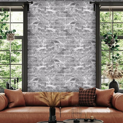 YU LI 3DH 3D Wall Panels Peel and Stick Faux Stone Wall Panel White 20-Pack - Image 5