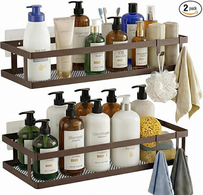 PUSDON 2-Pack Minimalist Shower Caddy Wall Mount, Open Frame Bathroom Shelf by PUSDON