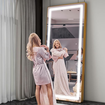 FENNIO Full Length Mirror with Lights, Wall Mounted Hanging Mirror with Lights - Image 4