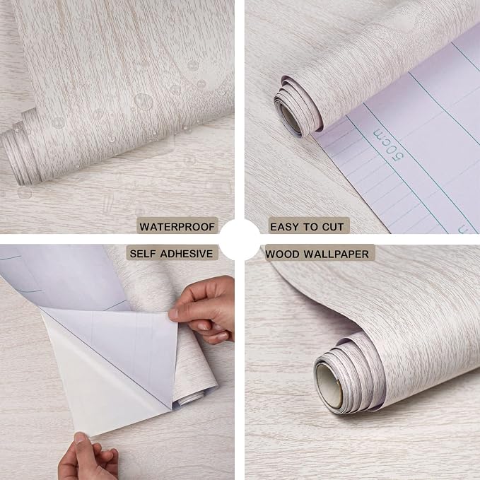 White Wood Contact Paper for Cabinets and Drawers Wood Grain Peel and Stick - Image 4