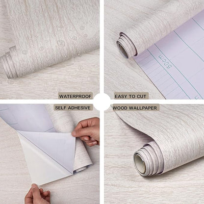 White Wood Contact Paper for Cabinets/Drawers Wood Grain Peel and Stick - Image 2