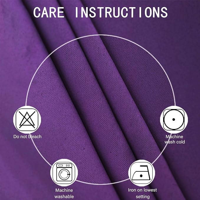 LEMOMO Purple Blackout Curtains 42 x 54 Inch Length Set of 2 Panels Grommet - Image 4
