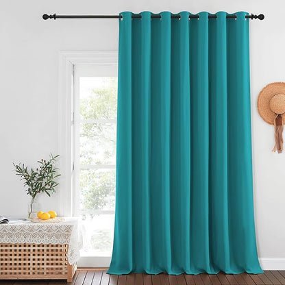 NICETOWN Extra Wide Blackout Peacock Teal Sliding Door Curtain - Image 2