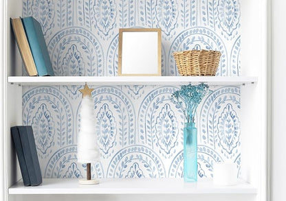 EeeComing Blue Peel and Stick Wallpaper Boho Wall Paper Peel and Stick Modern - Image 3