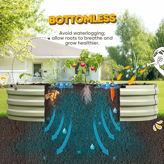 KING BIRD Raised Garden Bed Kit 2025 Upgraded 10-Minute Assembly Galvanized Planter Garden Box Outdoor for Gardening, Vegetables, Flowers, 47x24x12 in, Olive Green