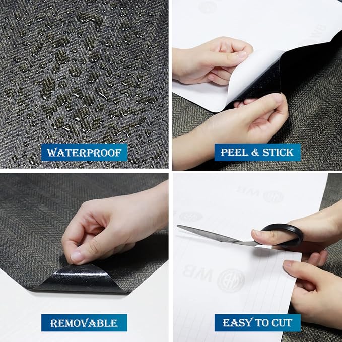 FunStick 24"x394" Black and Gold Grasscloth Peel and Stick Wallpaper Textured - Image 4