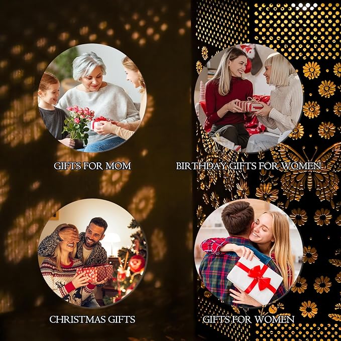 2 Pack Butterfly Solar Lanterns Garden Decor - Birthday Gifts for Women Mom Grandma, Butterflies Solar Lantern Outdoor Waterproof Hanging Solar Lights Outside for Yard, Patio, Lawn, Yard