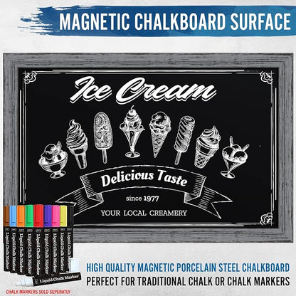 HBCY Creations Rustic Grey Wooden Magnetic Wall Chalkboard, Extra Large Size - Image 5