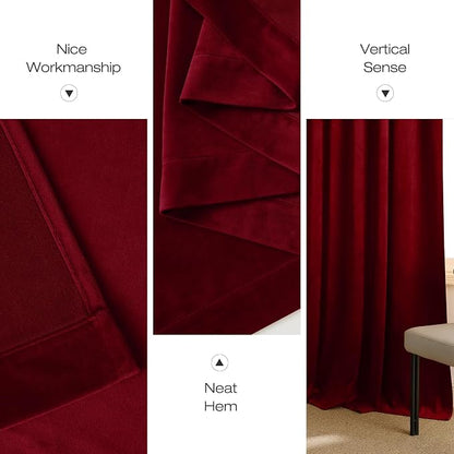 NICETOWN 144 inch Long Red Velvet Curtains and Drapes, Extra Long Elegant Wall - Image 7