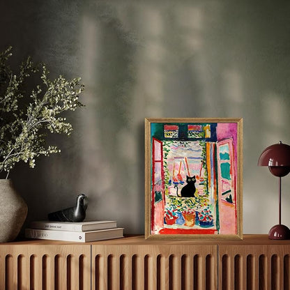 Fantasy Artists Henri Matisse Cat Wall Art, Framed Open Window Black Cat Canvas - Image 4
