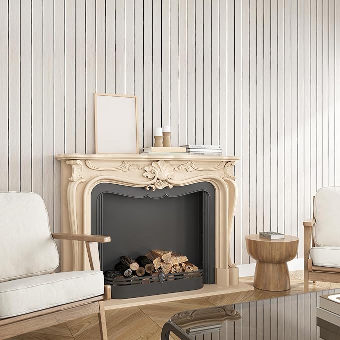 VEELIKE Wide White Oak Wood Slat Wall Panels Peel and Stick 3D Wood Panel - Image 5