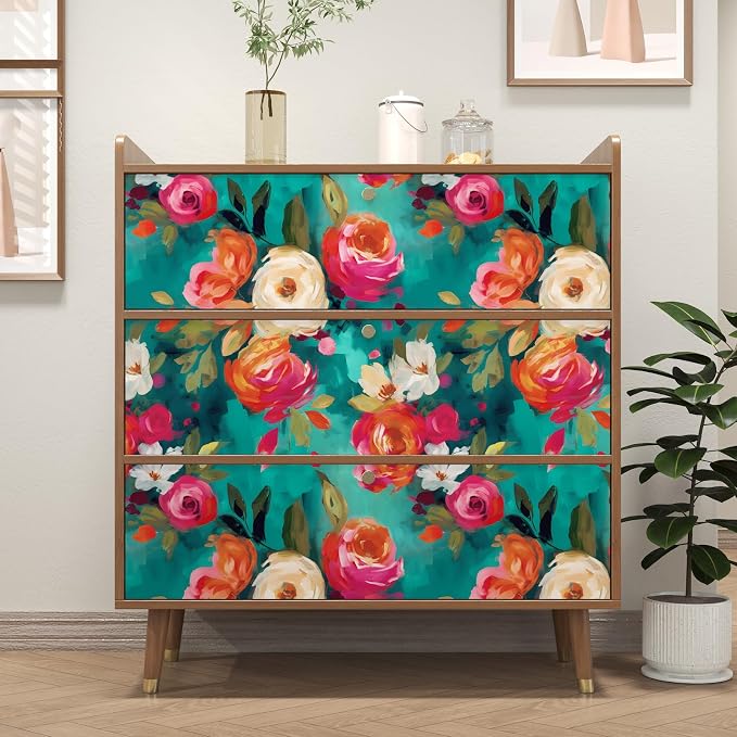 BOKEBEVE Watercolour Floral Peel and Stick Wallpaper Boho Vibrant Contact Paper - Image 3