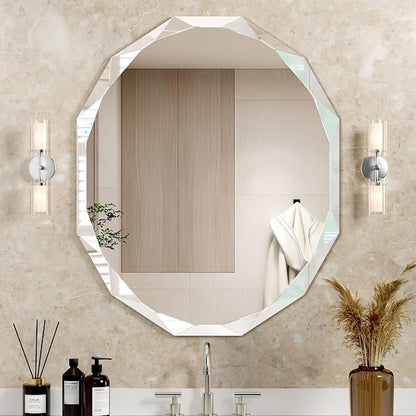 Bathroom Mirrors for Over Sink, Round Frameless Mirrors for Wall, 30x36 Inch by JACUKO