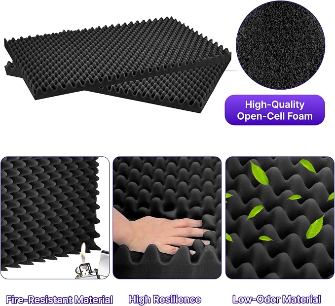 2 Pack Sound Proof Foam Panels for Walls, High Density Egg Crate Sound - Image 4