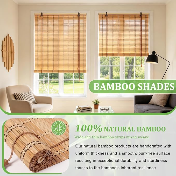 Bamboo Blinds 72x72 inch Bamboo Roman Shades - Image 3