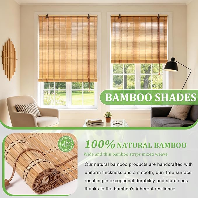 Bamboo Blinds 32x64 inch Bamboo Roman Shades - Image 3
