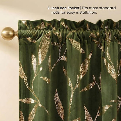 NICETOWN Olive Green Velvet Curtains - Image 4