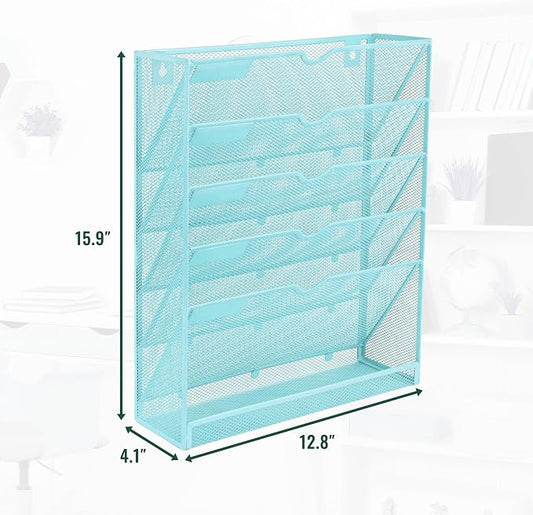 EASEPRES 6 Tier Mesh Hanging Wall File Organizer, Desk Vertical Mail Paper - Image 2