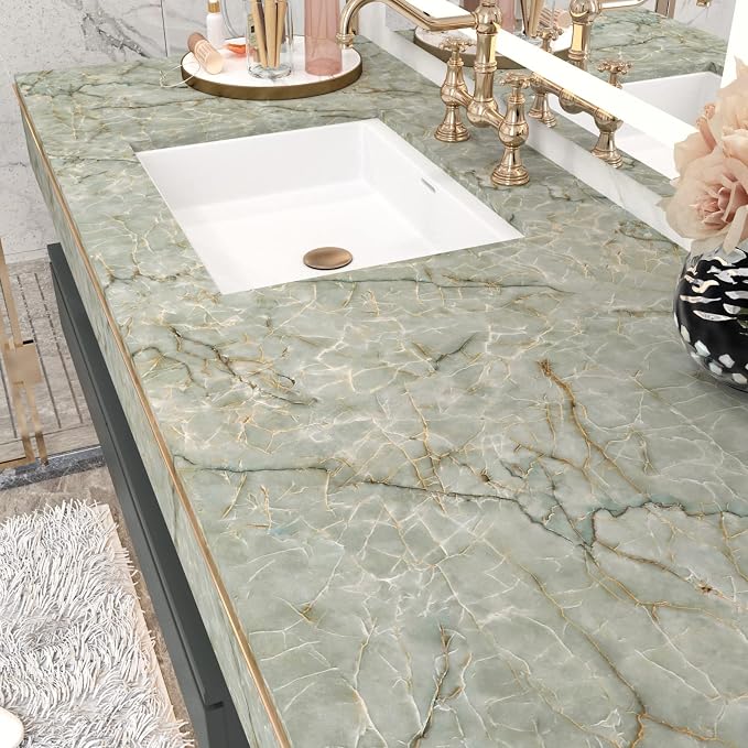 Green Marble Contact Paper for Countertops Waterproof Granite Peel and Stick - Image 8