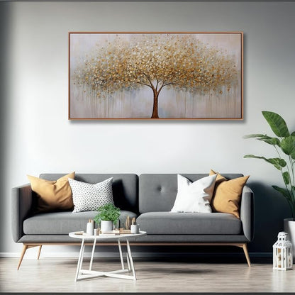 Wall Art Gold Abstract Tree of Life Framed Modern Artwork Canvas Painting - Image 2