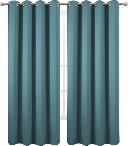 LEMOMO Sea Teal Thermal Blackout Curtains/52 x 84 Inch/Set of 2 Panels Room - Image 2