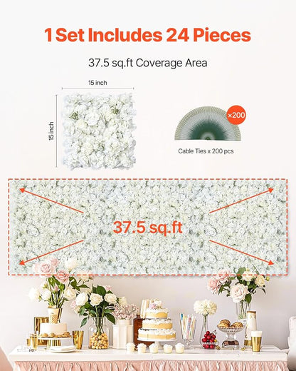 VEVOR 3D Flower Wall Panel, Artificial Floral Wall Background Mesh Backing Mat - Image 6