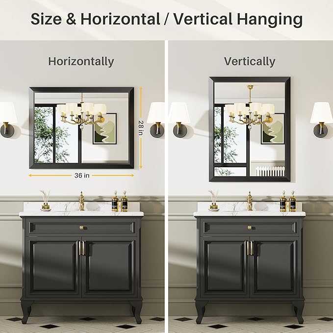 Briivue 24x32 Inch Black Bathroom Mirror - Image 6