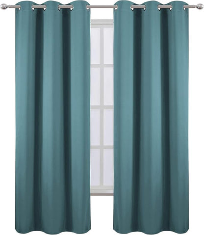 LEMOMO Sea Teal Thermal Blackout Curtains/38 x 84 Inch/Set of 2 Panels Room - Image 2