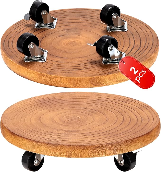 Yangbaga 2Pack 12inches Tree Plant Stand with Wheels,Rolling Plant Caddy with Wheels Heavy Duty- Plant Rollers with Lockable Casters for Outdoor /Indoor/Plant Pot/Flower Pot/Patio