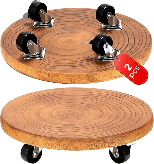 Yangbaga 2Pack 12inches Tree Plant Stand with Wheels,Rolling Plant Caddy with Wheels Heavy Duty- Plant Rollers with Lockable Casters for Outdoor /Indoor/Plant Pot/Flower Pot/Patio