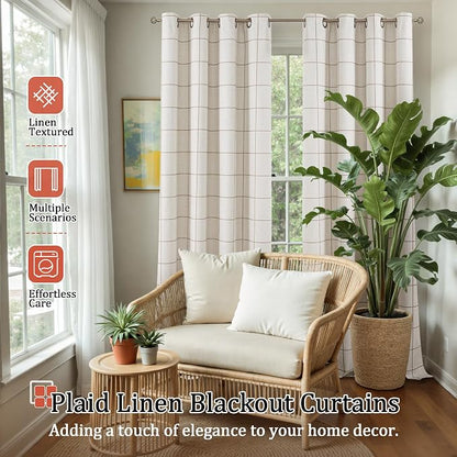 Lajode Brown Plaid Curtains Pattern Printed 90 Inches Long - Image 2