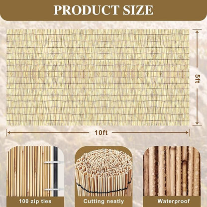 Reed Fencing Rolls, Decorative Bamboo Fencing 5ft High Roll Reed Screen - Image 2