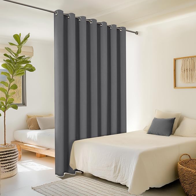 ChrisDowa Room Divider Curtain 96 Inches Long, Wide Blackout Sliding Door - Image 2