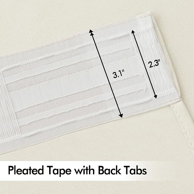 MIULEE Beige White Back Tab Blackout Curtains 108 Inch Long 2 Panels Set - Image 4