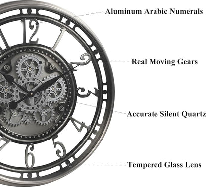 CLXEAST 28 Inch Large Industrial Moving Gear Wall Clock - Image 2