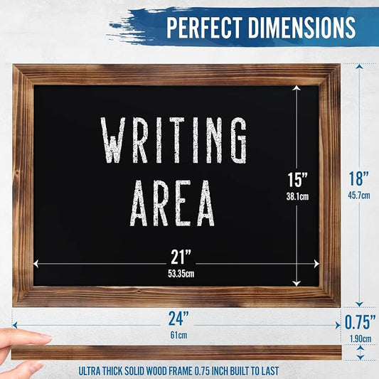 HBCY Creations 18" x 24" Torched Brown Solid Wood Frame Wall Chalkboard - Image 2