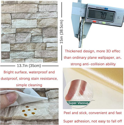 20PCS 3D Wall Panels Peel and Stick Foam 3D Brick Wallpaper Peel and Stick Faux - Image 5