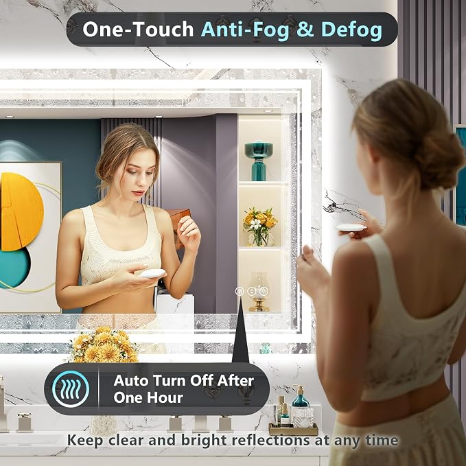 48x30 LED Bathroom Mirror with Lights, Backlit and Front Lit Anti-Fog Lighted - Image 5