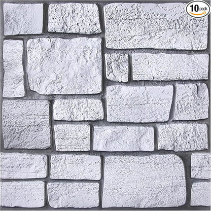 COMSTICKC 3D Faux Stone Wall Panel, Peel and Stick Tiles, Self-Adhesive PVC by COMSTICKCDECOR