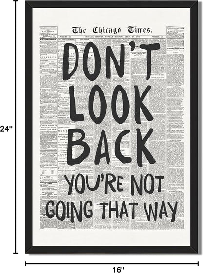 Framed Retro Newspaper Wall Art Trendy Black and White Poster Dont Look Back - Image 8